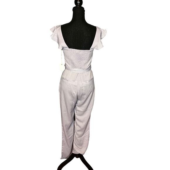 Revolve Lavender Smocked Jumpsuit SMALL Cottagecore Pastel More to Come $88 NEW - Picture 6 of 9
